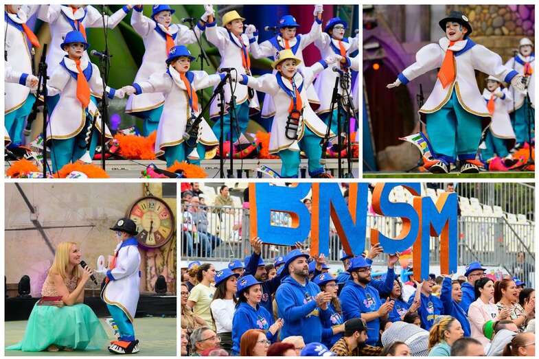 Momento de la participación de la murga infantil teldense (Foto TA)